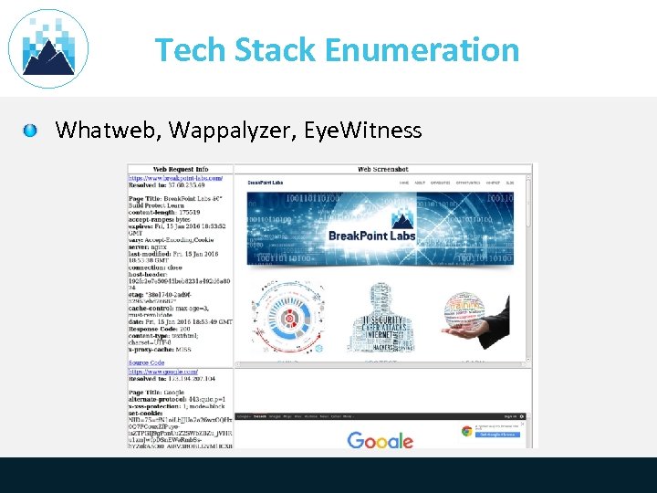 Tech Stack Enumeration Whatweb, Wappalyzer, Eye. Witness 