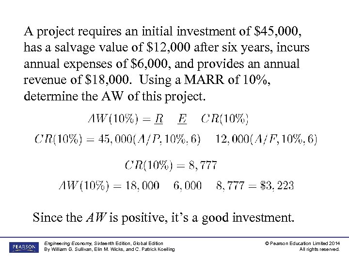 A project requires an initial investment of $45, 000, has a salvage value of