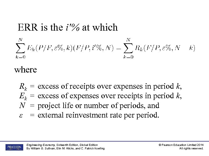 ERR is the i'% at which where Rk Ek N ε = = excess