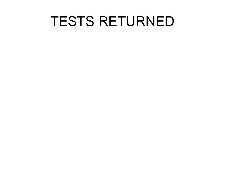 TESTS RETURNED 