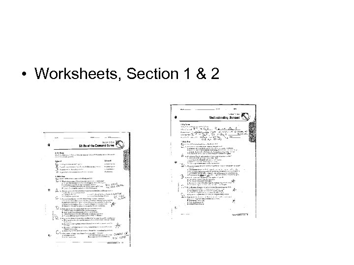  • Worksheets, Section 1 & 2 