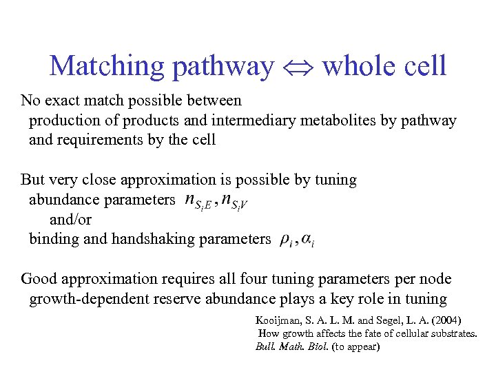 Matching pathway whole cell No exact match possible between production of products and intermediary