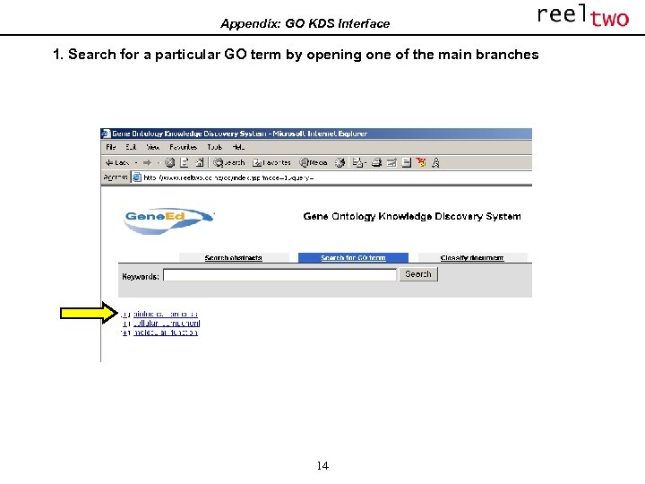 Appendix: GO KDS Interface 1. Search for a particular GO term by opening one
