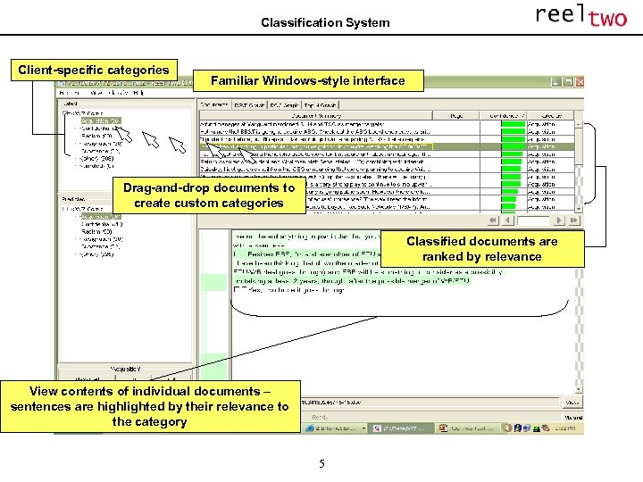 Classification System Client-specific categories Familiar Windows-style interface Drag-and-drop documents to create custom categories Classified