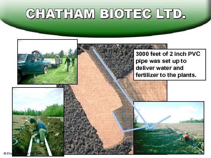 3000 feet of 2 inch PVC pipe was set up to deliver water and