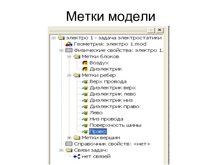 Метки модели 