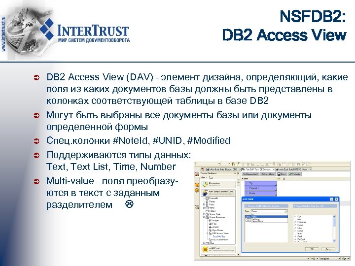 NSFDB 2: DB 2 Access View Ü Ü Ü DB 2 Access View (DAV)