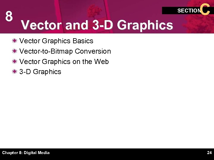 8 C SECTION Vector and 3 -D Graphics ï Vector Graphics Basics ï Vector-to-Bitmap
