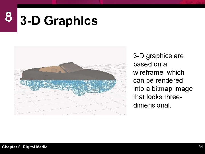 8 3 -D Graphics 3 -D graphics are based on a wireframe, which can