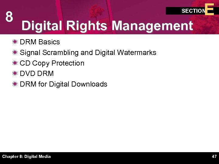 8 E SECTION Digital Rights Management ï DRM Basics ï Signal Scrambling and Digital