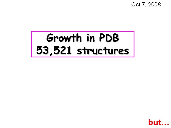 Oct 7, 2008 Growth in PDB 53, 521 structures but… 