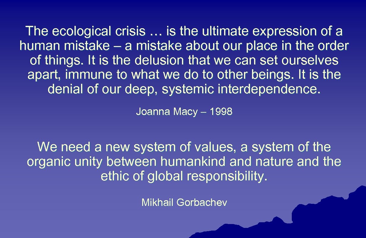 The ecological crisis … is the ultimate expression of a human mistake – a