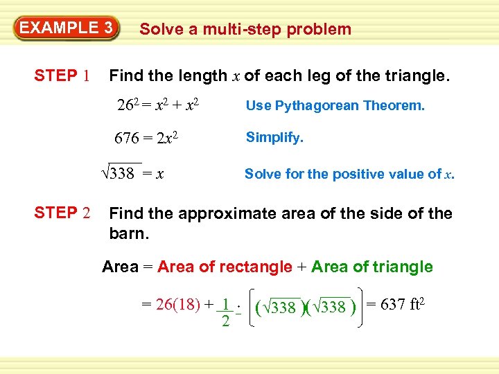 EXAMPLE 3 STEP 1 Solve a multi-step problem Find the length x of each