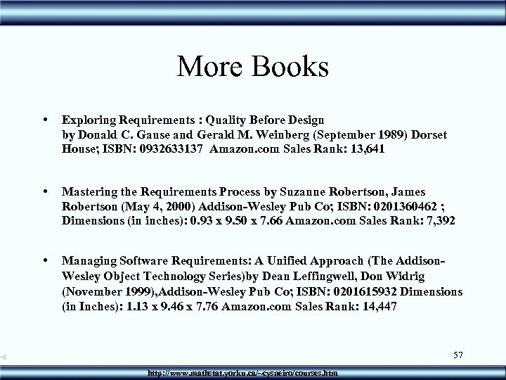 More Books • Exploring Requirements : Quality Before Design by Donald C. Gause and