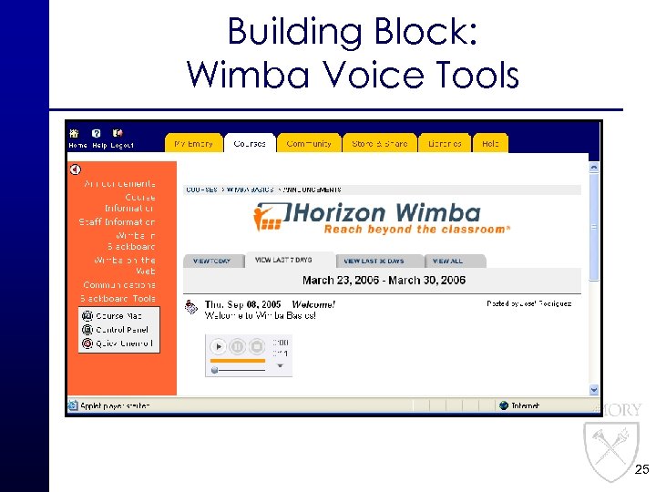 Building Block: Wimba Voice Tools 25 