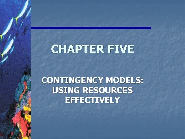 CHAPTER FIVE CONTINGENCY MODELS: USING RESOURCES EFFECTIVELY 