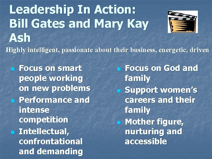Leadership In Action: Bill Gates and Mary Kay Ash Highly intelligent, passionate about their