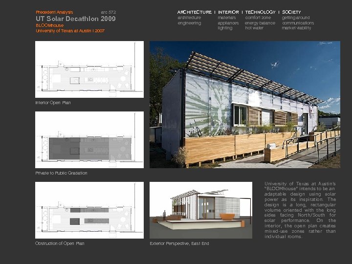 Precedent Analysis arc 572 UT Solar Decathlon 2009 BLOOMhouse University of Texas at Austin