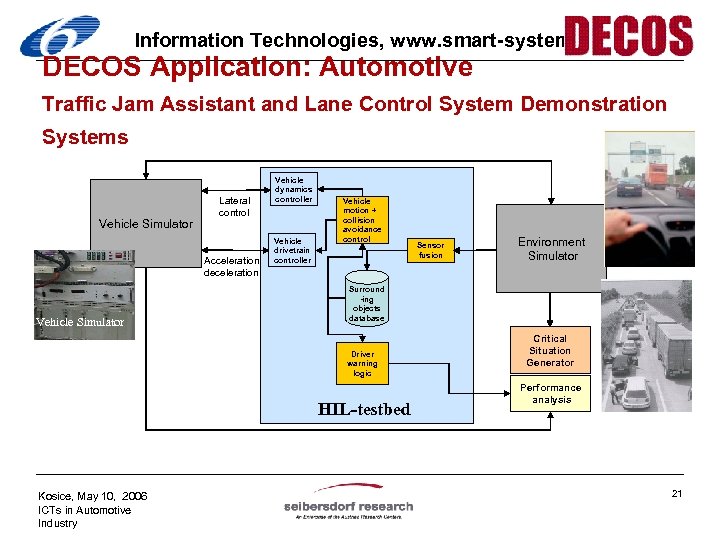 Information Technologies, www. smart-systems. at DECOS Application: Automotive Traffic Jam Assistant and Lane Control
