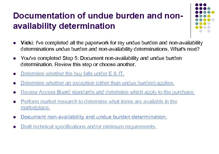 Documentation of undue burden and nonavailability determination l Vicki: I've completed all the paperwork