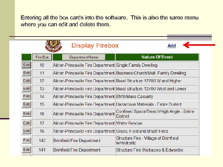 Entering all the box cards into the software. This is also the same menu