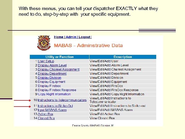 With these menus, you can tell your dispatcher EXACTLY what they need to do,