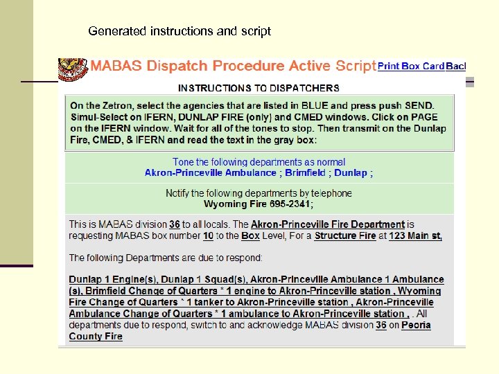 Generated instructions and script 