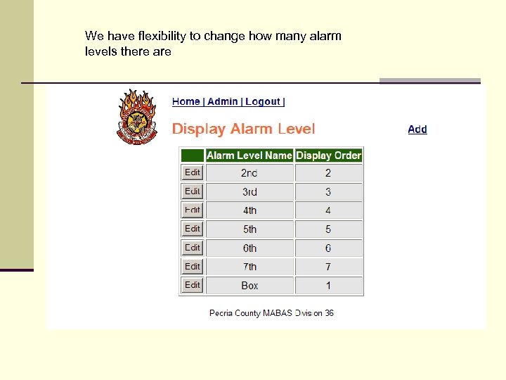 We have flexibility to change how many alarm levels there are 