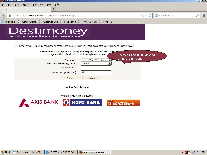Select the bank linked and enter the amount Ver 1. 1 V 1. 2