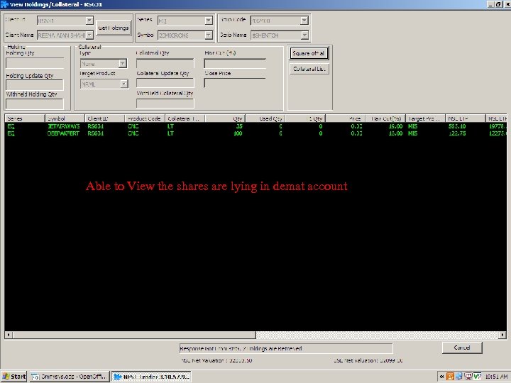 Able to View the shares are lying in demat account Ver 1. 1 V