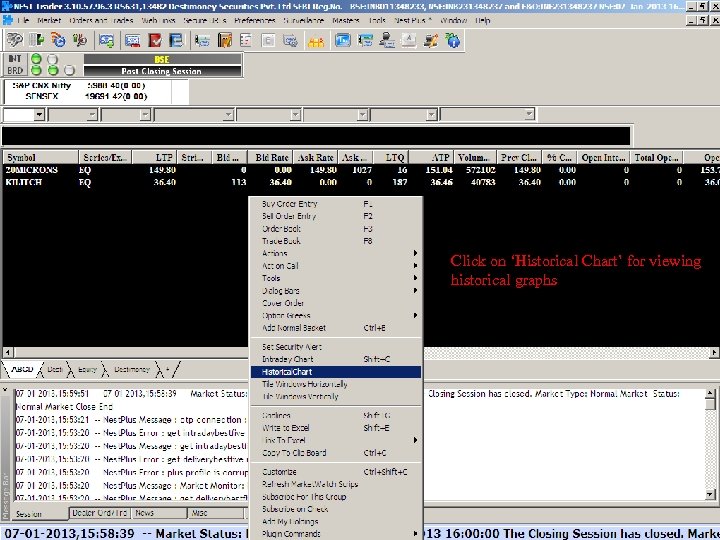 Click on ‘Historical Chart’ for viewing historical graphs Ver 1. 1 V 1. 2