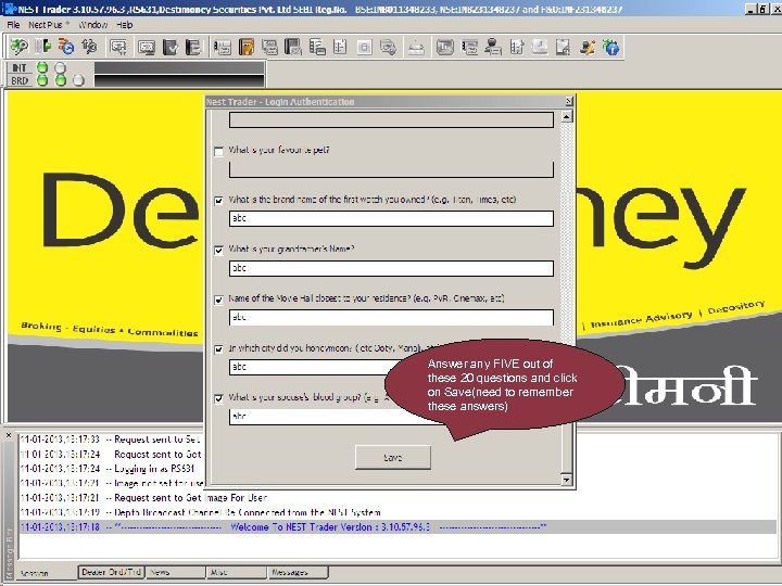 Answer any FIVE out of these 20 questions and click on Save(need to remember