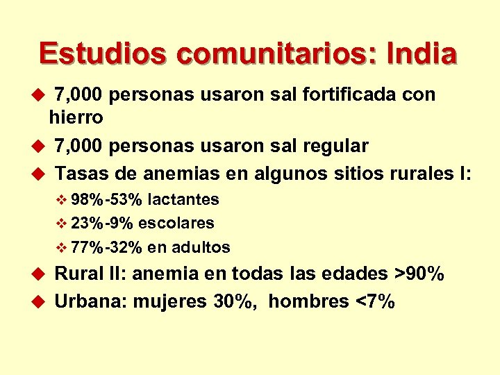 Estudios comunitarios: India u 7, 000 personas usaron sal fortificada con hierro u 7,