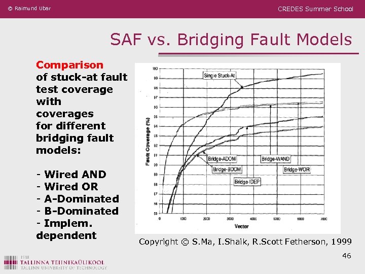 © Raimund Ubar CREDES Summer School SAF vs. Bridging Fault Models Comparison of stuck-at