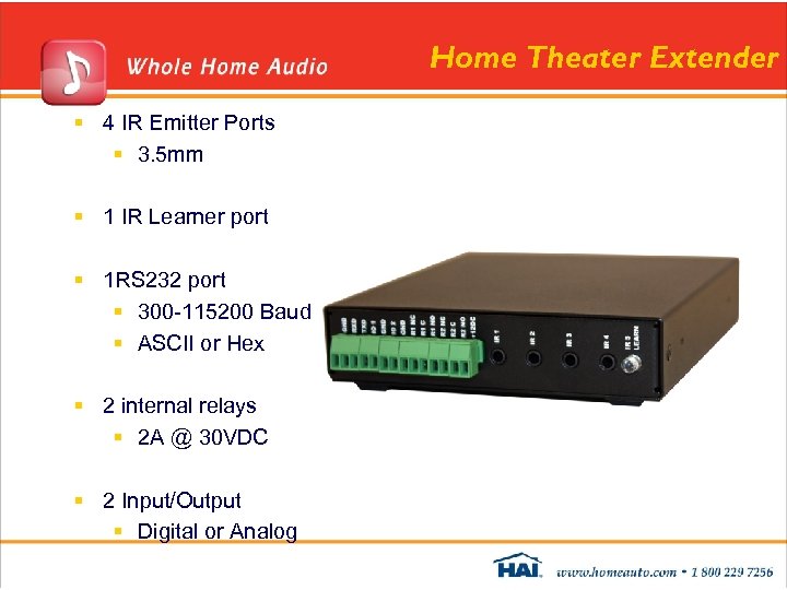 Home Theater Extender § 4 IR Emitter Ports § 3. 5 mm § 1