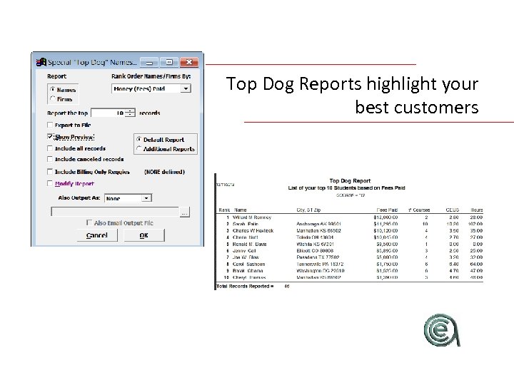 Top Dog Reports highlight your best customers 