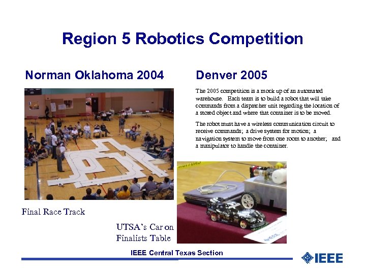 Region 5 Robotics Competition Norman Oklahoma 2004 Denver 2005 The 2005 competition is a