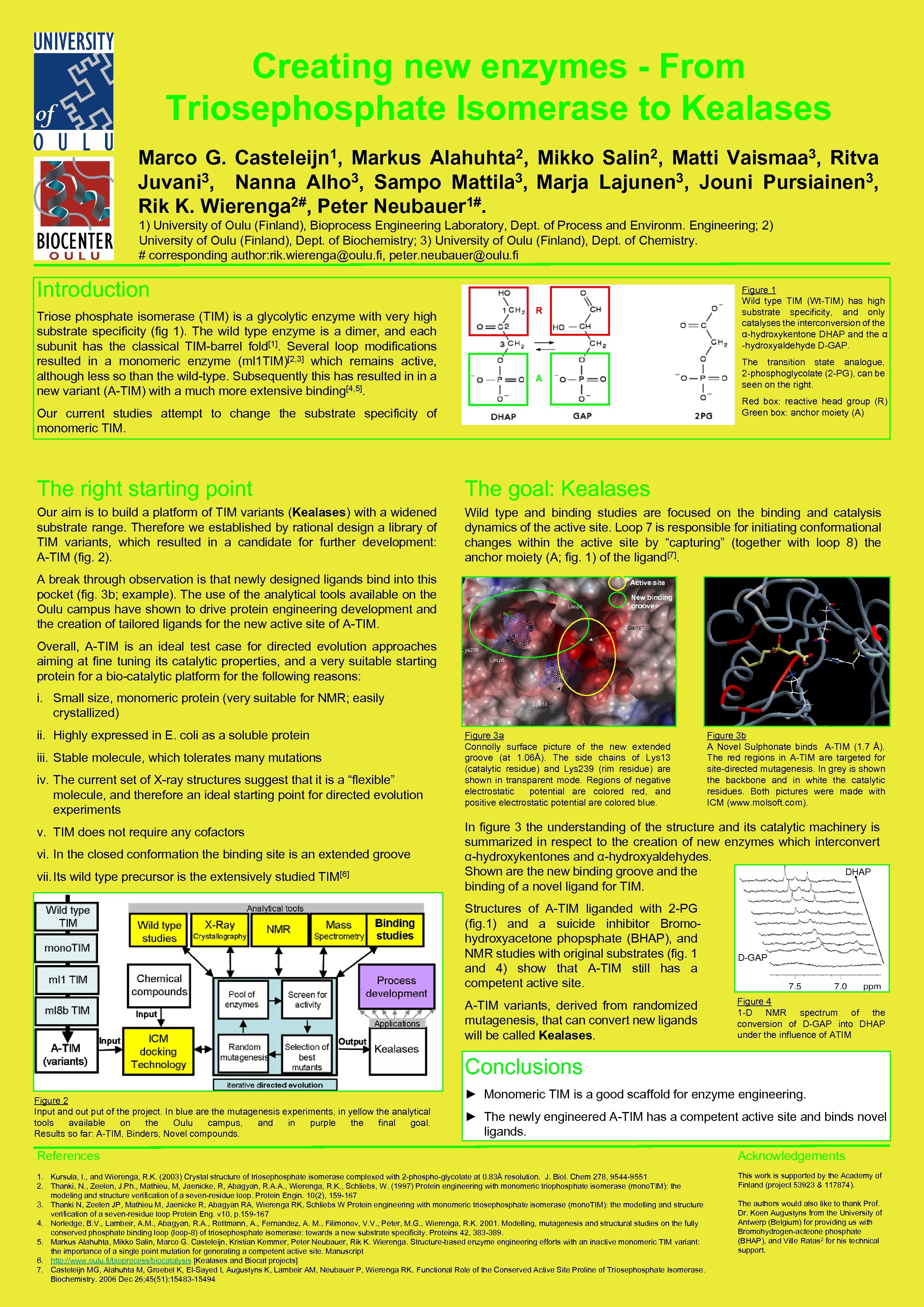 Creating new enzymes - From Triosephosphate Isomerase to Kealases Marco G. Casteleijn 1, Markus