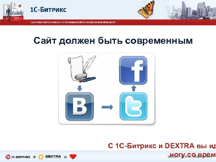 Сайт должен быть современным С 1 С-Битрикс и DEXTRA вы ид ногу со време
