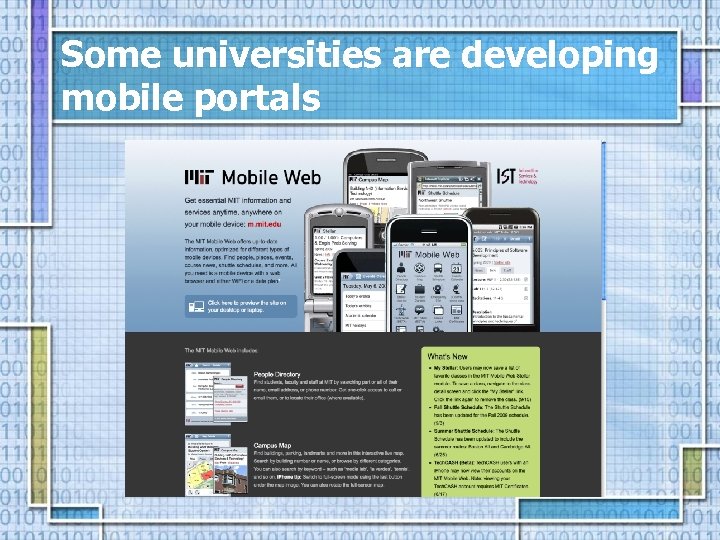 Some universities are developing mobile portals 