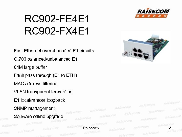RC 902 -FE 4 E 1 RC 902 -FX 4 E 1 Fast Ethernet