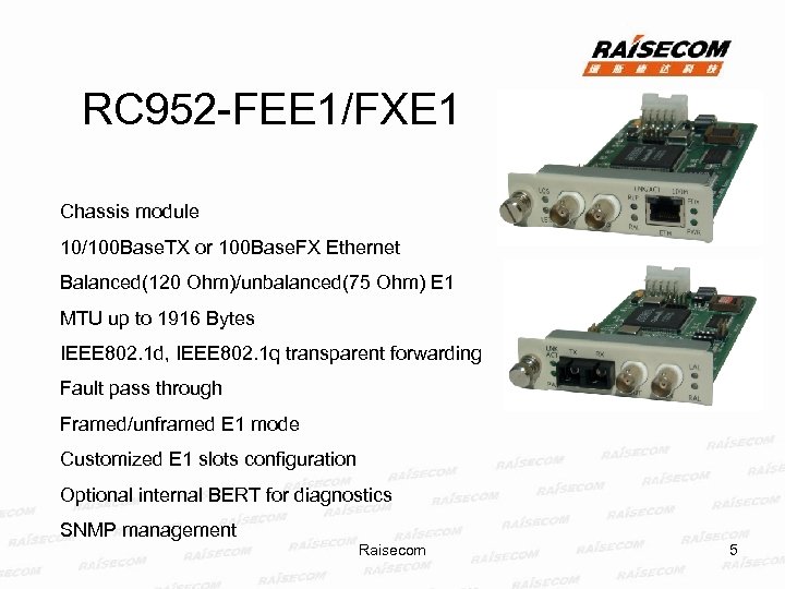RC 952 -FEE 1/FXE 1 Chassis module 10/100 Base. TX or 100 Base. FX
