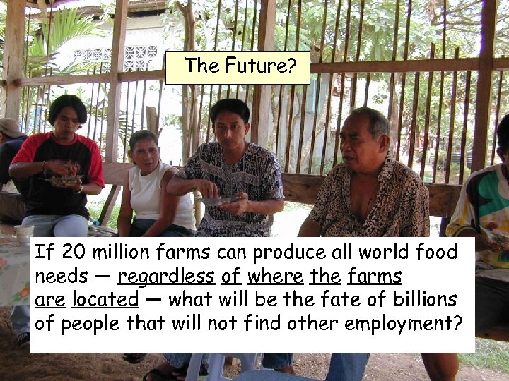 The Future? If 20 million farms can produce all world food needs — regardless
