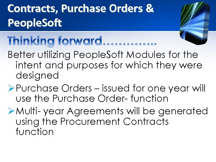Contracts, Purchase Orders & People. Soft Better utilizing People. Soft Modules for the intent