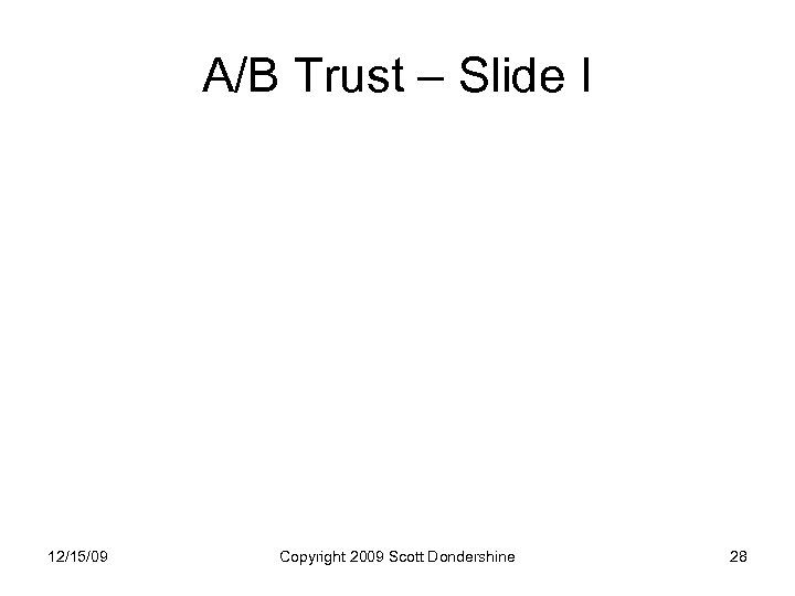 A/B Trust – Slide I 12/15/09 Copyright 2009 Scott Dondershine 28 