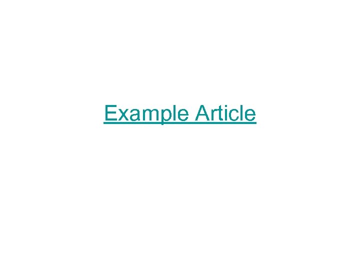 Example Article 