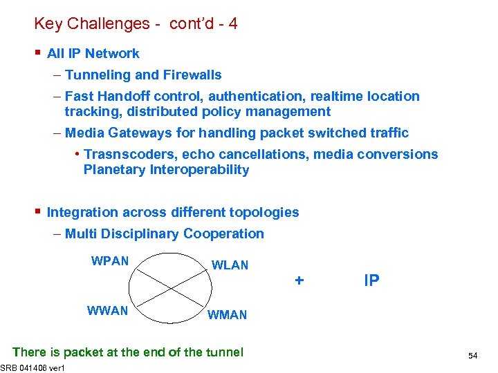 Key Challenges - cont’d - 4 § All IP Network – Tunneling and Firewalls