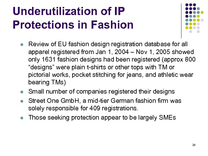 Underutilization of IP Protections in Fashion l l Review of EU fashion design registration