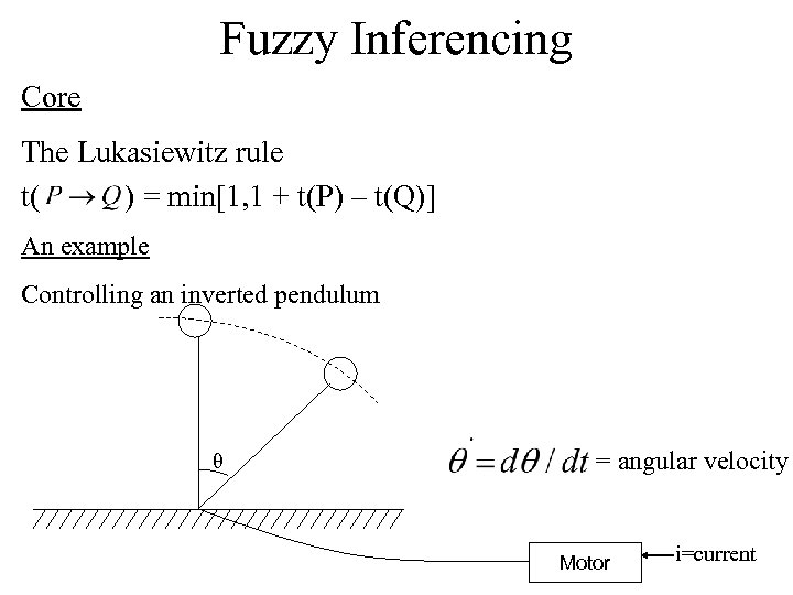 Fuzzy Inferencing Core The Lukasiewitz rule t( ) = min[1, 1 + t(P) –