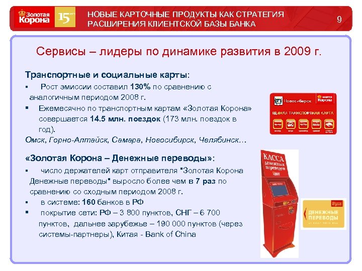 НОВЫЕ КАРТОЧНЫЕ ПРОДУКТЫ КАК СТРАТЕГИЯ РАСШИРЕНИЯ КЛИЕНТСКОЙ БАЗЫ БАНКА Сервисы – лидеры по динамике